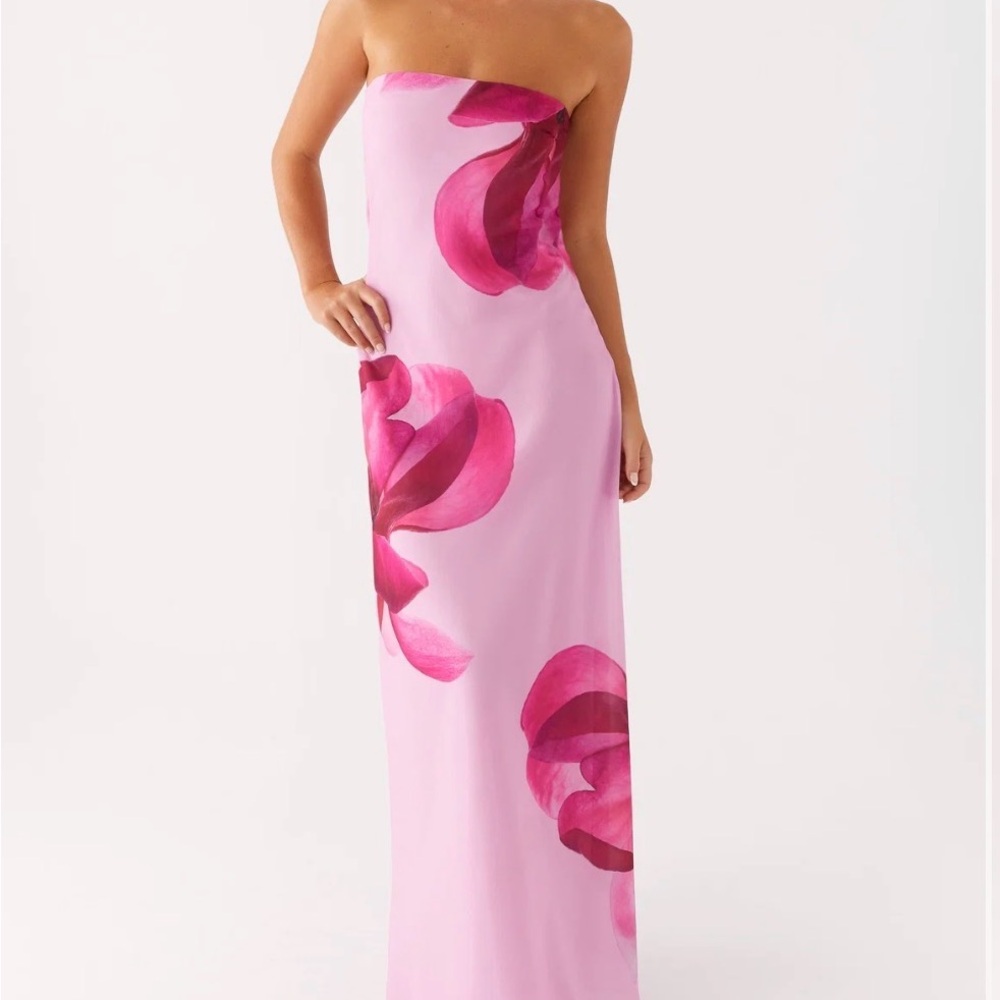 Peppermayo Strapless Pink Floral Gown